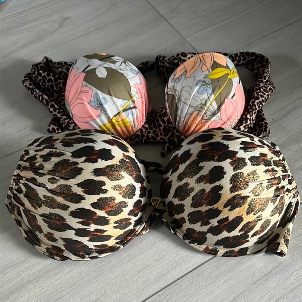 Leopard Print Women's Bathing Suit tops lot of 2